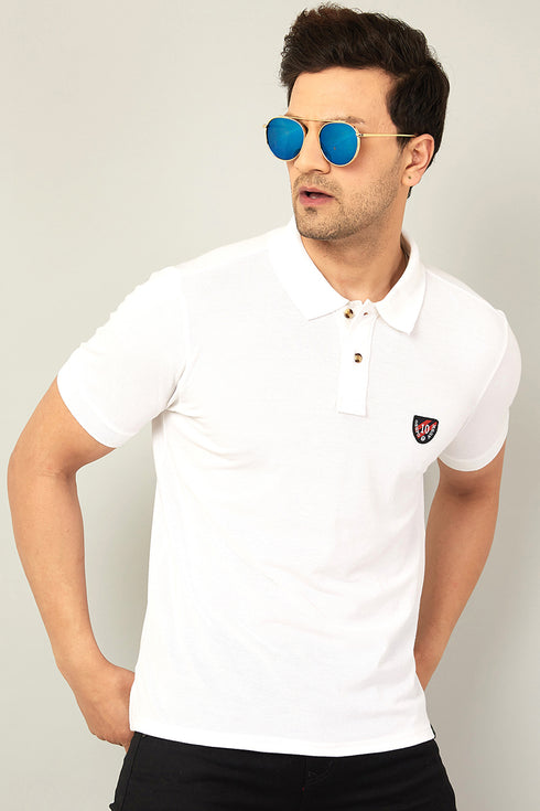 Men Navy Blue Polo T-Shirt